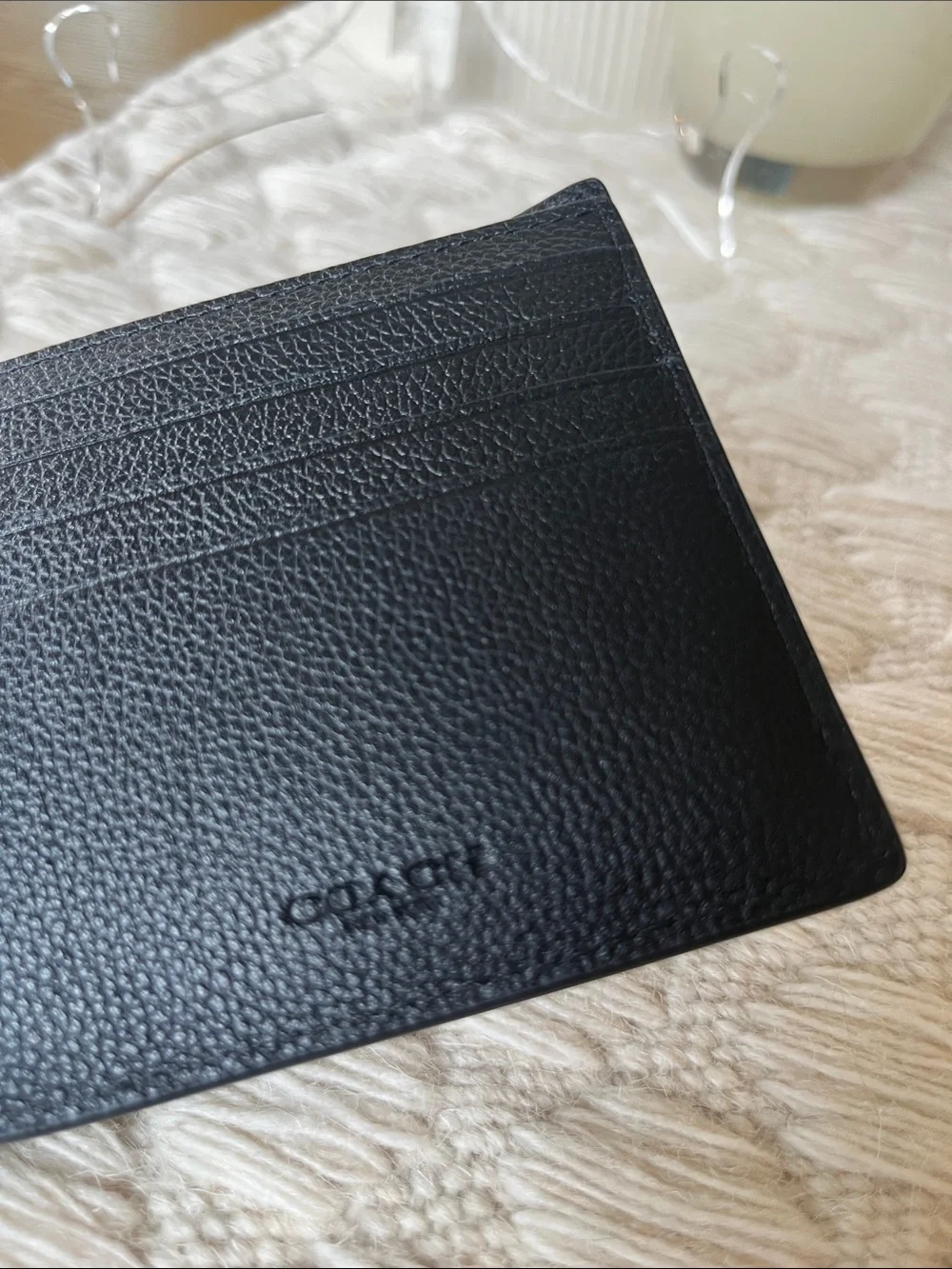 NWT Coach 3 way Black Pebbled Leather Bifold Wallet